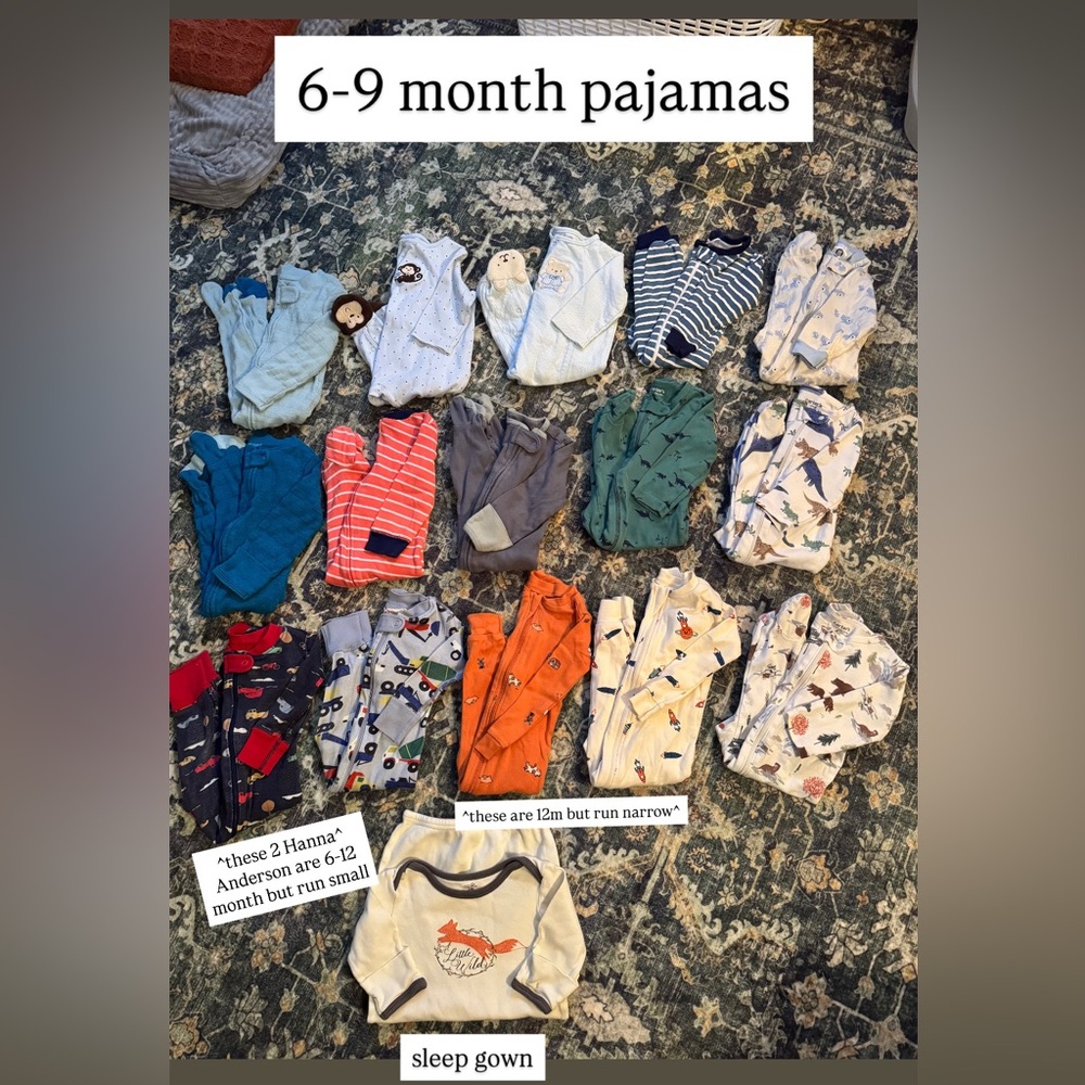 16-Piece Baby Boy Pajama Bundle 6–9M | Carter’s + Hanna Andersson
